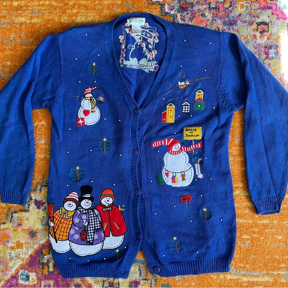 Quacker Factory Ugly Christmas Cardigan Size M